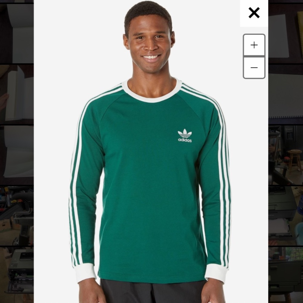 Adidas 3 stripe long sleeve tee
